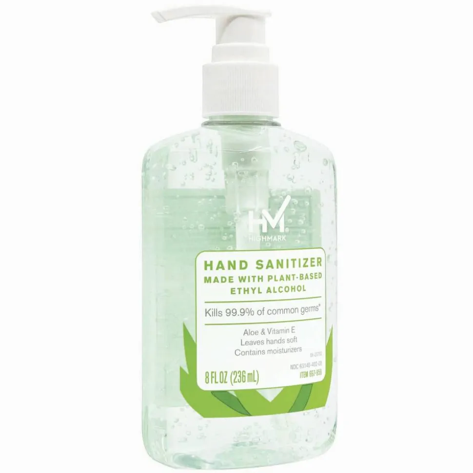 Highmark Hand Sanitizer With Aloe, Floral Scent, 8 Oz, Green, Case Of 6 Bottles