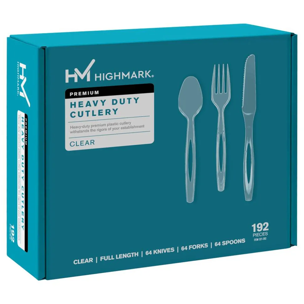 Highmark Heavy-Duty Plastic Cutlery, Clear, Pack Of 192 Utensils