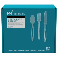 Highmark Heavy-Duty Plastic Cutlery, Clear, Pack Of 192 Utensils