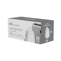 Highmark Large Shredder Bags, 15 Gallon, Clear, Box Of 25 Bags