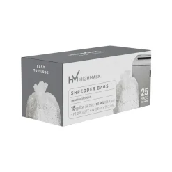 Highmark Large Shredder Bags, 15 Gallon, Clear, Box Of 25 Bags