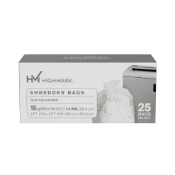 Highmark Large Shredder Bags, 15 Gallon, Clear, Box Of 25 Bags