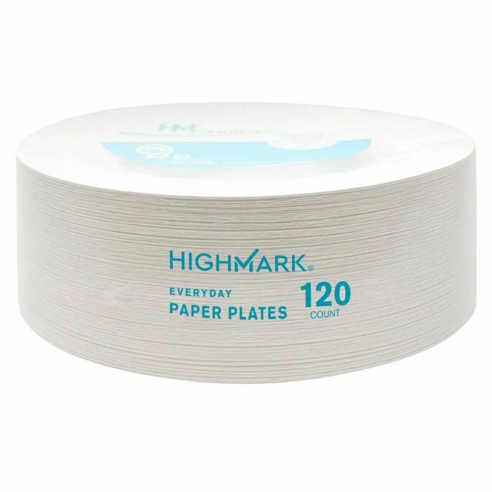 Highmark Paper Plates, 8-3/4", White, Pack Of 120