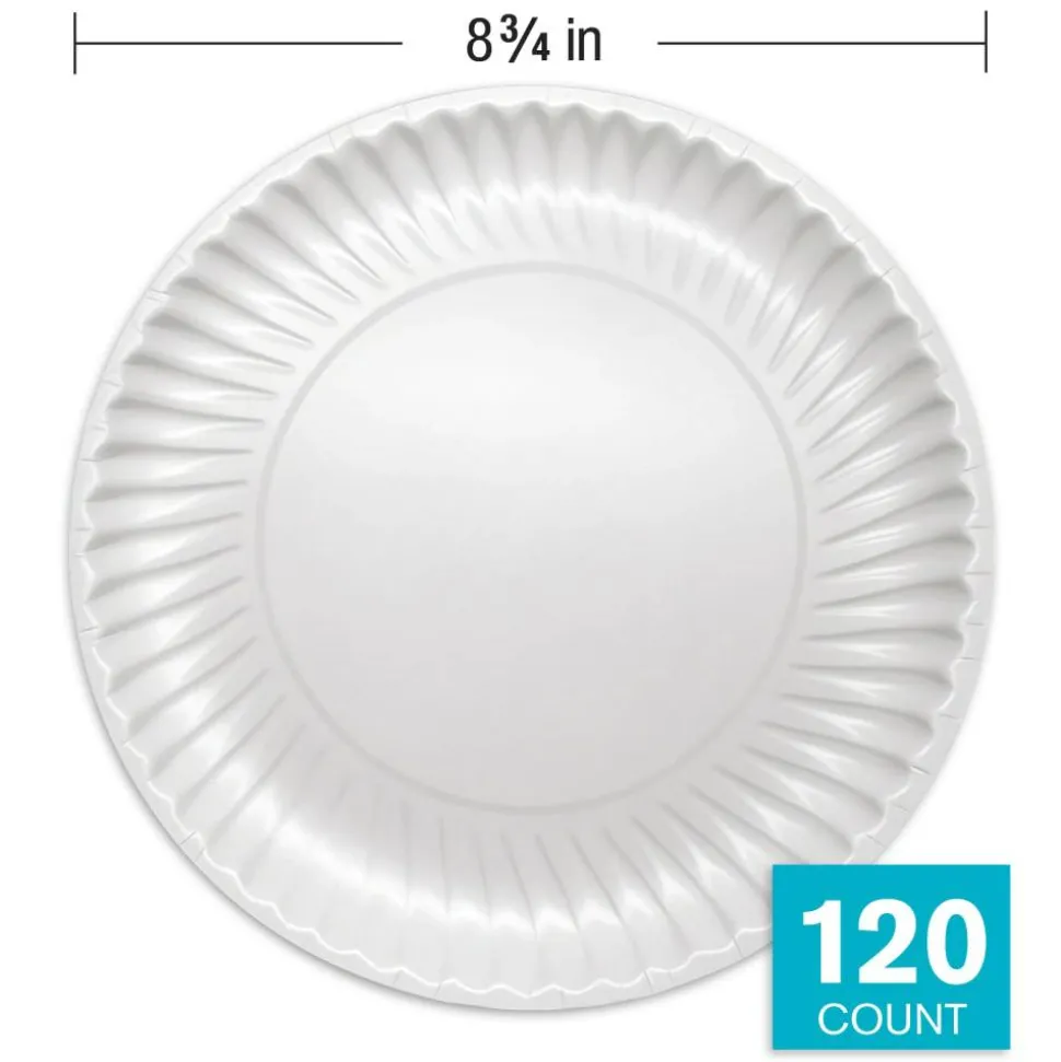 Highmark Paper Plates, 8-3/4", White, Pack Of 120