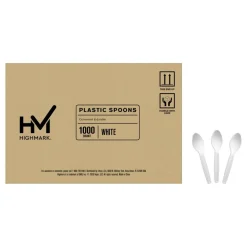 Highmark Plastic Utensils, Medium-Size Spoons, White, Box Of 1,000 Spoons