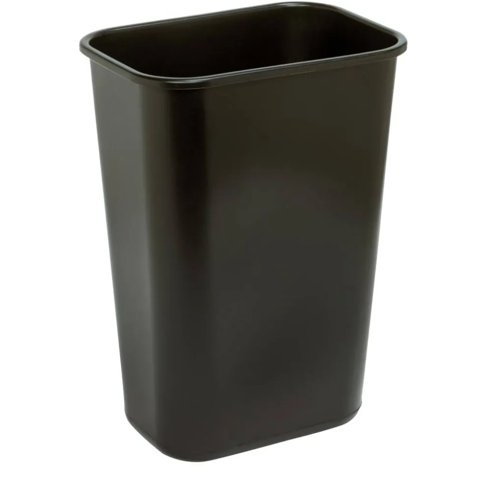 Highmark Rectangular Plastic Wastebasket, 10.25 Gallons, 20-1/2"H x 15-1/2"W x 11-1/2"D, Black