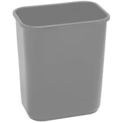 Highmark Rectangular Plastic Wastebasket, 6.5 Gallons, 15"H x 10"W x 14-1/4"D, Gray