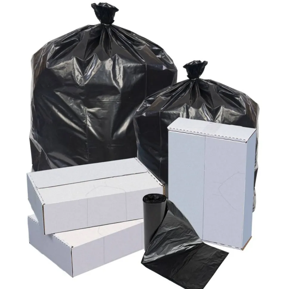 Highmark Repro Trash Liners, 1.25 mil, 40 To 45 Gallons, 70% Recycled, Black, Box Of 100 Liners