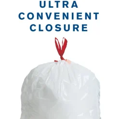 Highmark Tall 0.6 mil Drawstring Kitchen Trash Bags, 0.6 mil, 13 Gallon, 24" x 28", White, Box Of 120