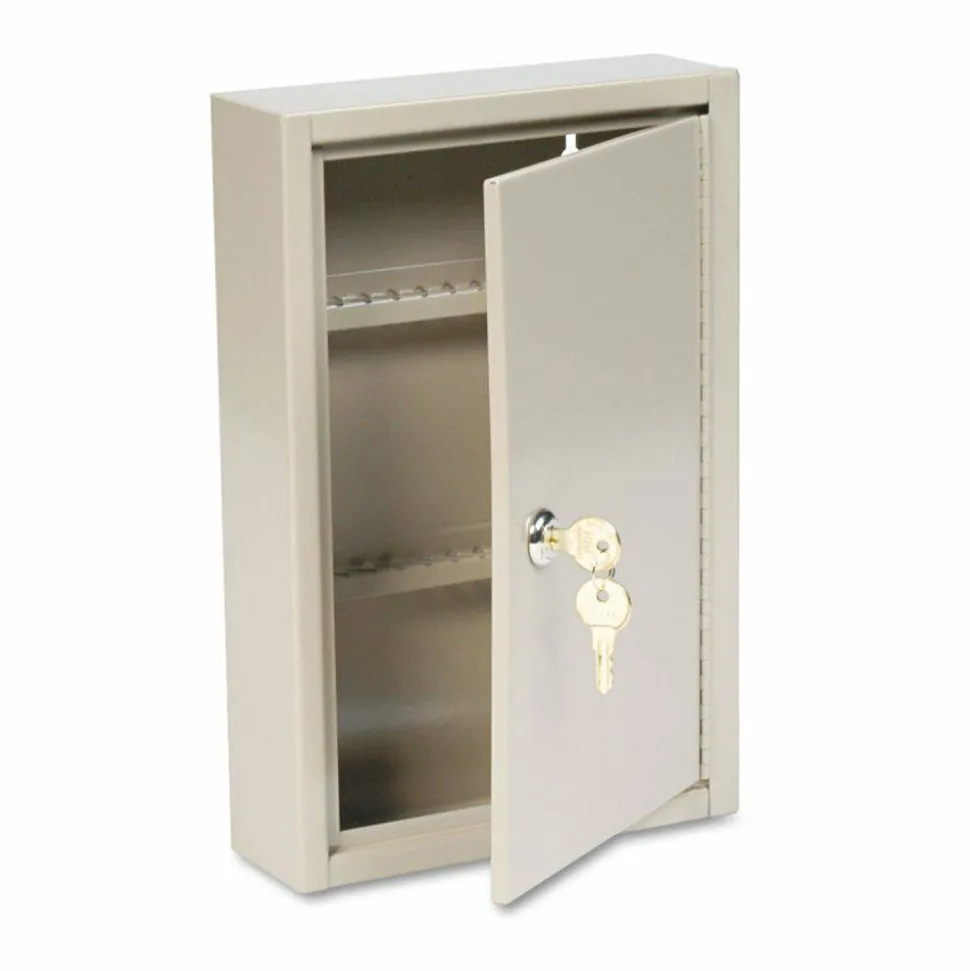 High-Security Locking 30-Key Cabinet, 12 11/16"H x 8 1/8"W x 2 1/2"D, Sand