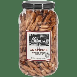 H.K. Anderson Anderson Pretzels, Honey Wheat Braided Pretzels, 23 Oz Tub