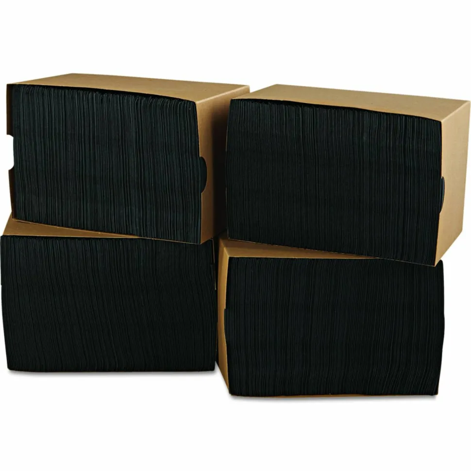 Hoffmaster Embossed Beverage Napkins, 2-Ply, 9.5 x 9.5, Black, 1,000/Carton