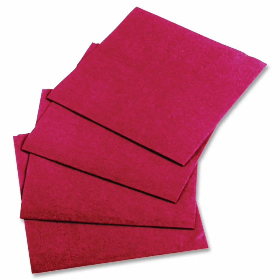 Hoffmaster Embossed Beverage Napkins, 2-Ply, 9.5 x 9.5, Red, 1,000/Carton