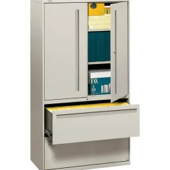 HON Brigade 700 Combo 36"W x 19-1/4"D Lateral 2-Drawer File Cabinet, Light Gray