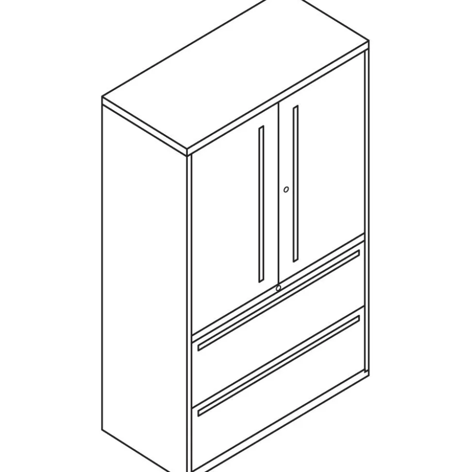 HON Brigade 700 Combo 42"W x 19-1/4"D Lateral 2-Drawer File Cabinet, Light Gray