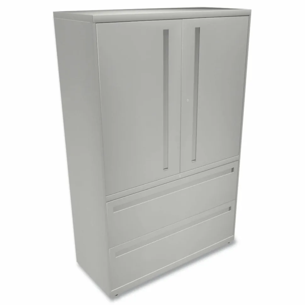 HON Brigade 700 Combo 42"W x 19-1/4"D Lateral 2-Drawer File Cabinet, Light Gray