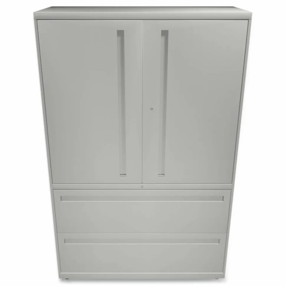 HON Brigade 700 Combo 42"W x 19-1/4"D Lateral 2-Drawer File Cabinet, Light Gray