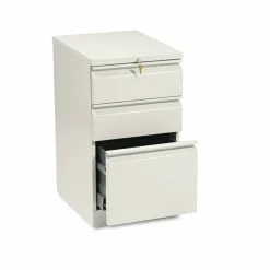 HON Brigade Mobile Pedestal with Pencil Tray Insert, Left or Right, 3-Drawers: Box/Box/File, Letter, Putty, 15" x 19.88" x 28"