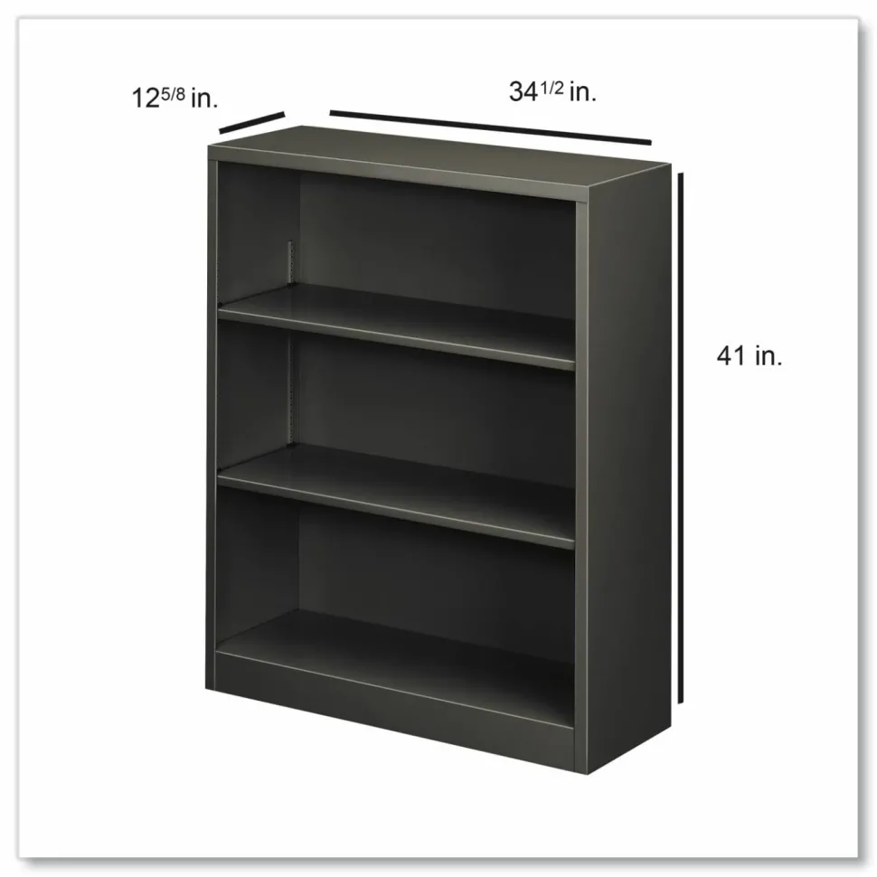 HON Brigade 3 Shelf Traditional Modular Shelving Bookcase,41"H x 34-1/2"W x 12-5/8"D, Charcoal