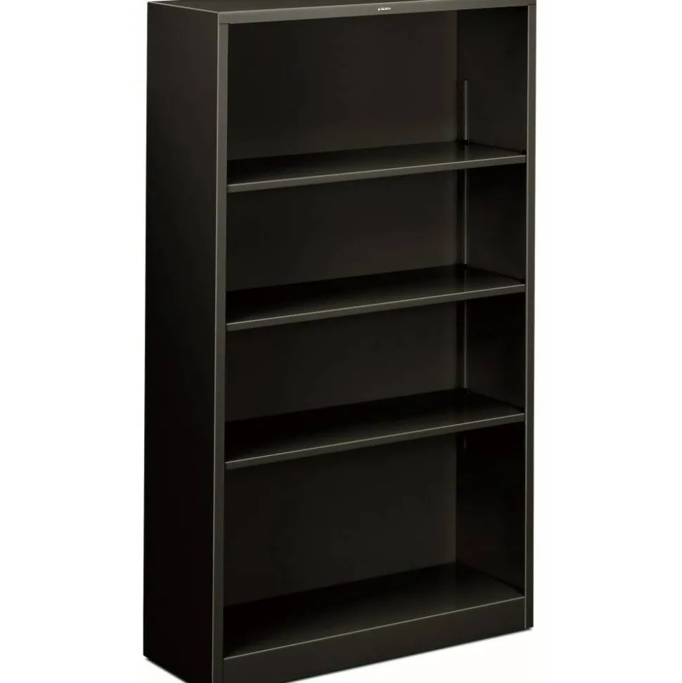 HON Brigade 4 Shelf Transitional Modular Shelving Bookcase,60"H x 34-1/2"W x 12-5/8"D, Black