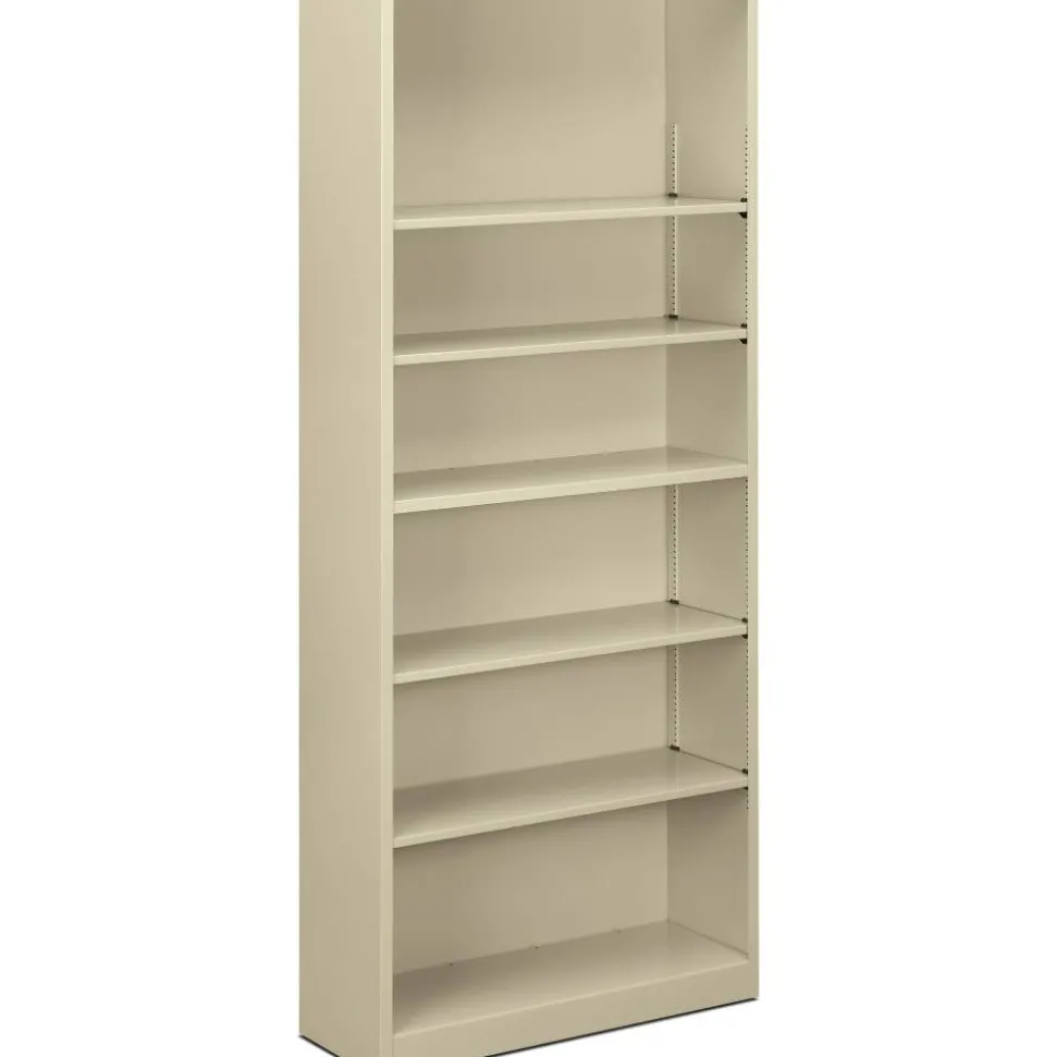 HON Brigade 6 Shelf Transitional Modular Shelving Bookcase, 81-1/8"H x 34-1/2"W x 12-5/8"D, Putty