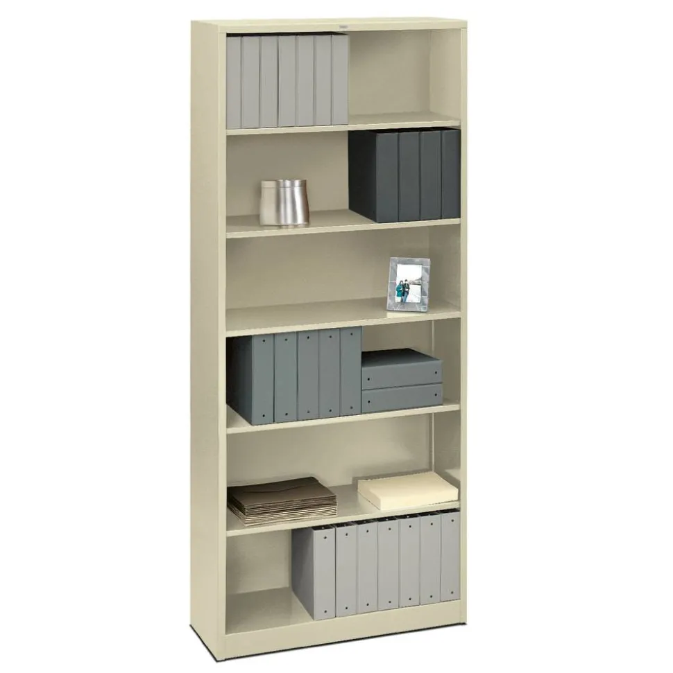 HON Brigade 6 Shelf Transitional Modular Shelving Bookcase, 81-1/8"H x 34-1/2"W x 12-5/8"D, Putty