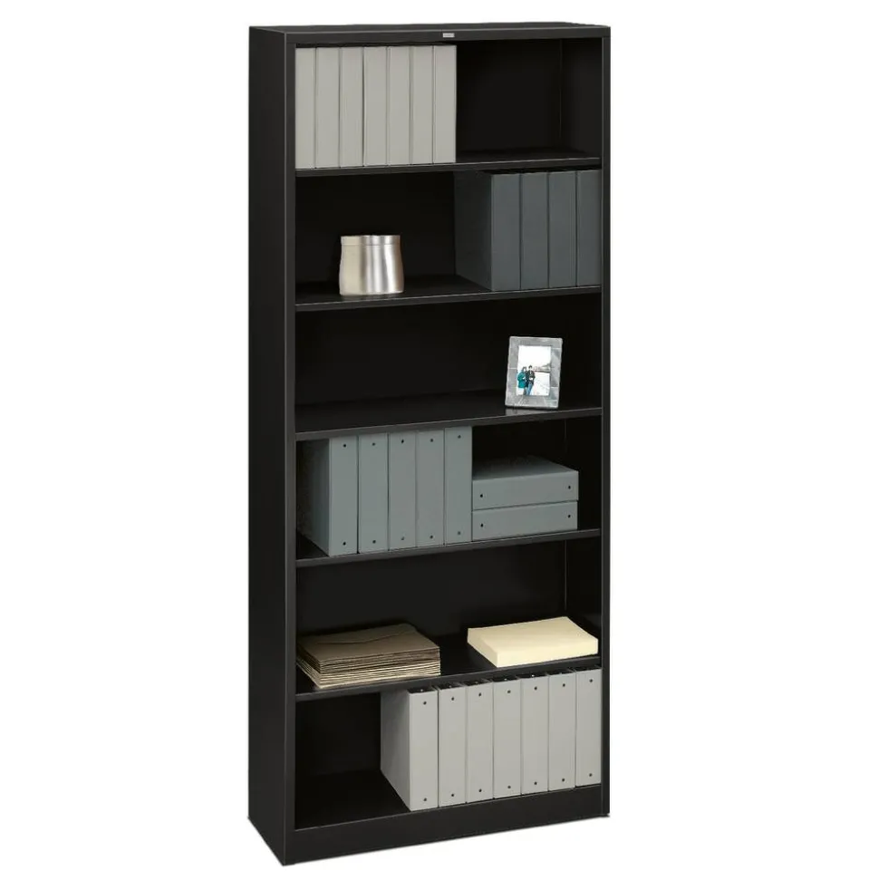 HON Brigade 6 Shelf Transitional Modular Shelving Bookcase,81-1/8"H x 34-1/2"W x 12-5/8"D, Black