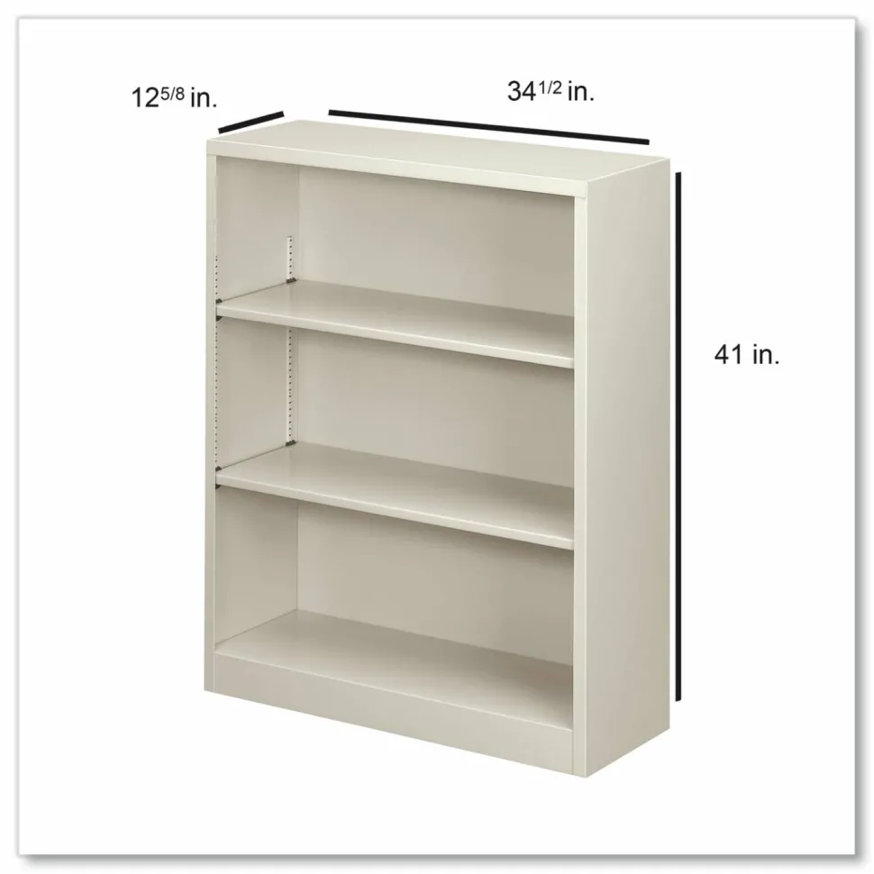 HON Brigade 3 Shelf Transitional Modular Shelving Bookcase, 41"H x 34-1/2"W x 12-5/8"D, Light Gray