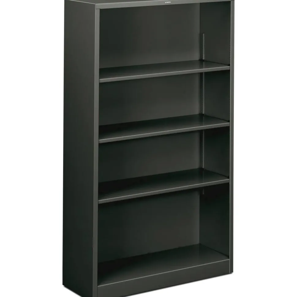 HON Brigade Steel Modular Shelving Bookcase, 4 Shelves, 59"H x 34-1/2"W x 12-5/8"D, Charcoal