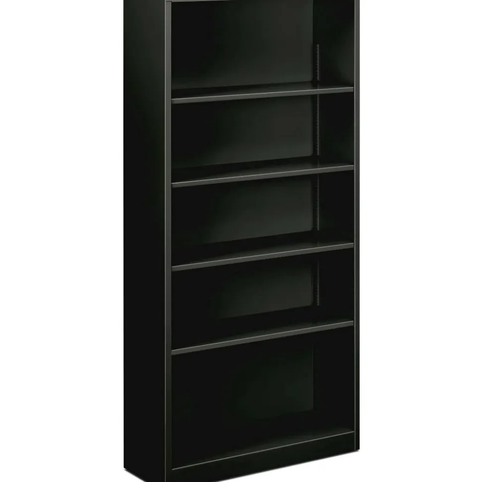 HON Brigade Steel Modular Shelving Bookcase, 5 Shelves, 72"H x 34-1/2"W x 12-5/8"D, Black