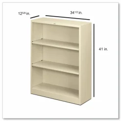 HON Brigade Steel Modular Shelving Bookcase, 3 Shelves, 41"H x 34-1/2"W x 12-5/8"D, Putty