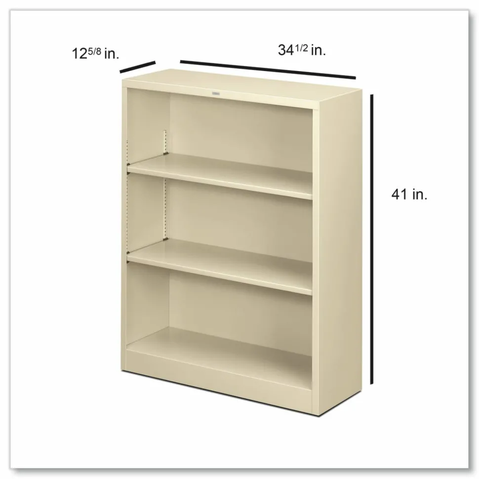 HON Brigade Steel Modular Shelving Bookcase, 3 Shelves, 41"H x 34-1/2"W x 12-5/8"D, Putty