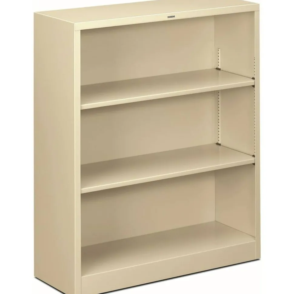 HON Brigade Steel Modular Shelving Bookcase, 3 Shelves, 41"H x 34-1/2"W x 12-5/8"D, Putty