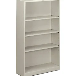 HON Brigade Steel Modular Shelving Bookcase, 4 Shelves, 60"H x 34-1/2"W x 12-5/8"D, Light Gray