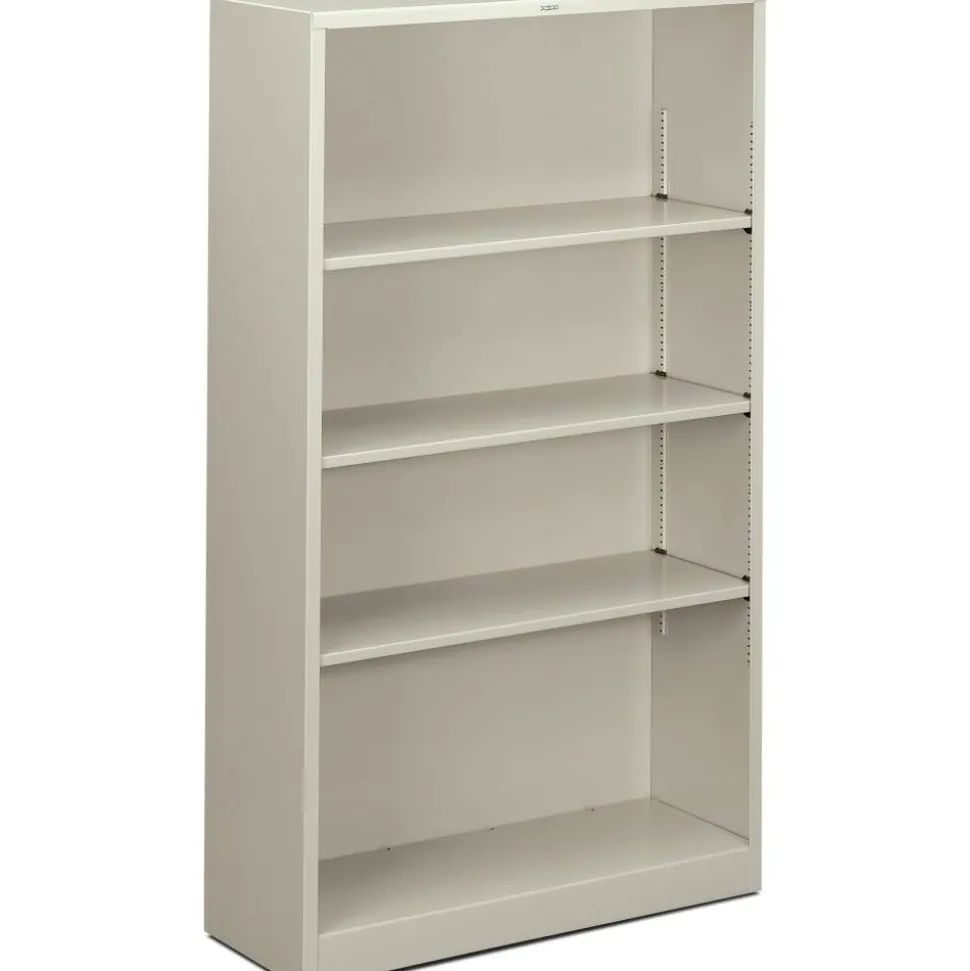 HON Brigade Steel Modular Shelving Bookcase, 4 Shelves, 60"H x 34-1/2"W x 12-5/8"D, Light Gray