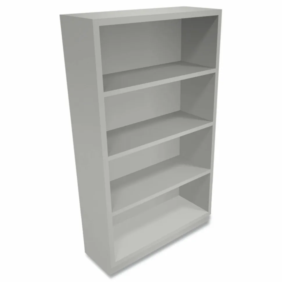 HON Brigade Steel Modular Shelving Bookcase, 4 Shelves, 60"H x 34-1/2"W x 12-5/8"D, Light Gray