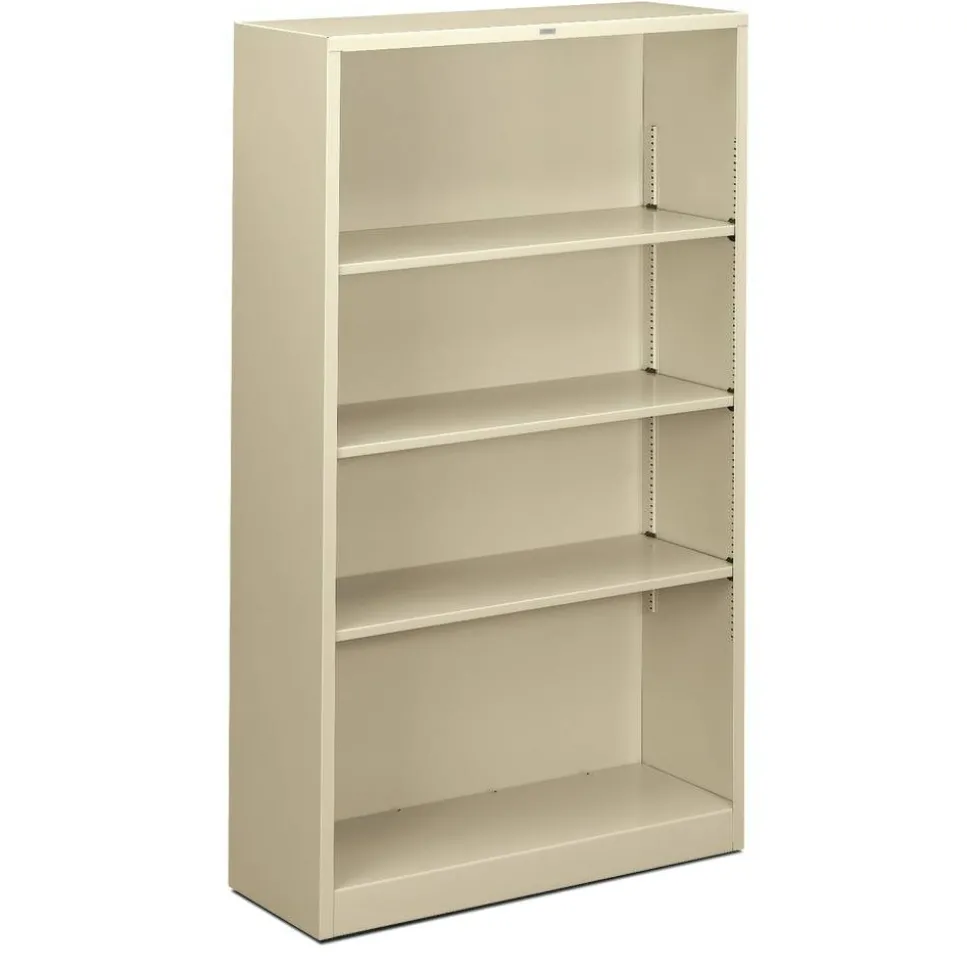 HON Brigade Steel Modular Shelving Bookcase, 4 Shelves, 60"H x 34-1/2"W x 12-5/8"D, Putty