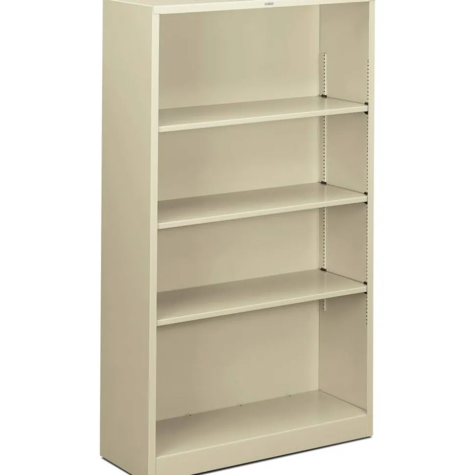 HON Brigade Steel Modular Shelving Bookcase, 4 Shelves, 60"H x 34-1/2"W x 12-5/8"D, Putty