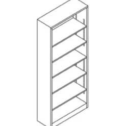HON Brigade Steel Modular Shelving Bookcase, 6 Shelves (4 Adjustable), 81-1/8"H x 34-1/2"W x 12-5/8"D, Light Gray