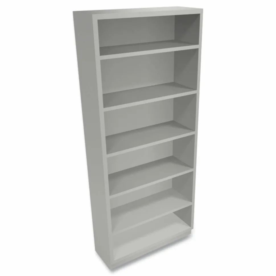 HON Brigade Steel Modular Shelving Bookcase, 6 Shelves (4 Adjustable), 81-1/8"H x 34-1/2"W x 12-5/8"D, Light Gray