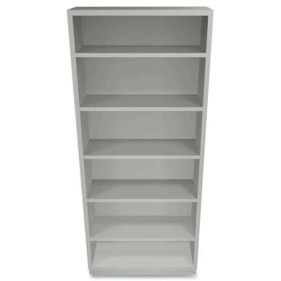HON Brigade Steel Modular Shelving Bookcase, 6 Shelves (4 Adjustable), 81-1/8"H x 34-1/2"W x 12-5/8"D, Light Gray