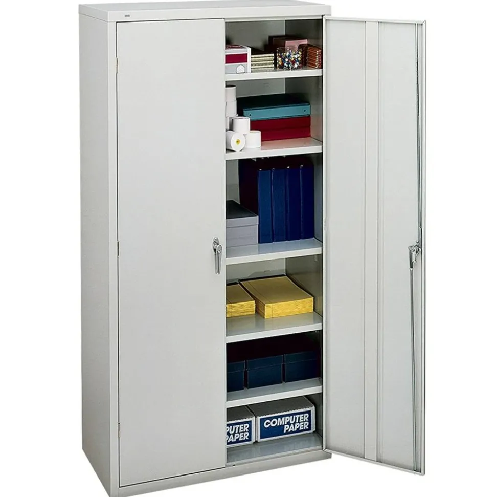 HON Brigade Storage Cabinet, 5 Adjustable Shelves, 72"H x 36"W x 18-1/4"D, Light Gray
