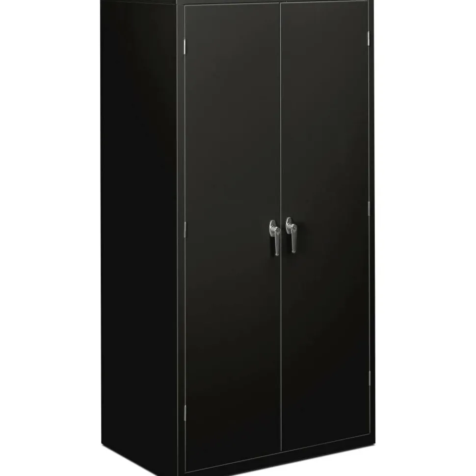 HON Brigade Storage Cabinet, 5 Adjustable Shelves, 72"H x 36"W x 24-1/4"D, Black