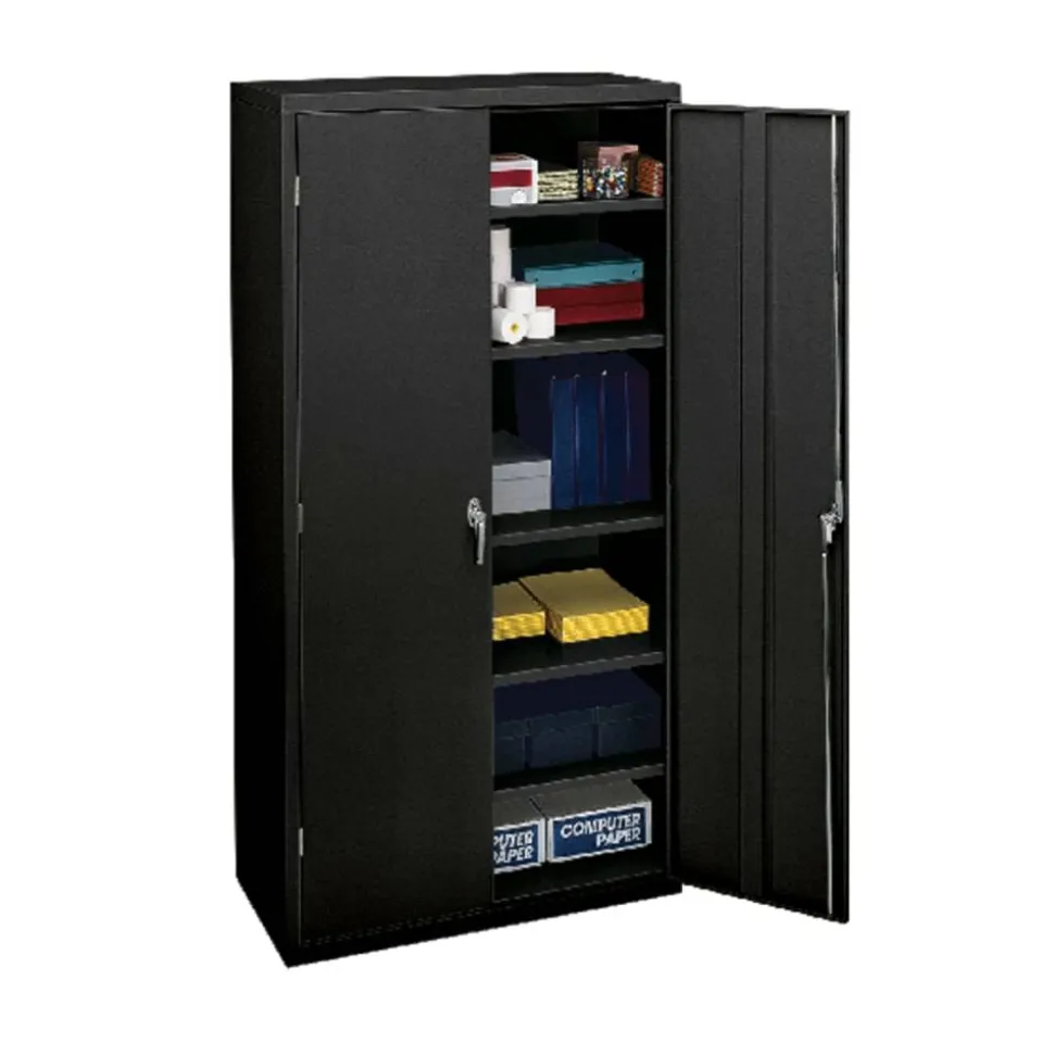 HON Brigade Storage Cabinet, 5 Adjustable Shelves, 72"H x 36"W x 24-1/4"D, Black