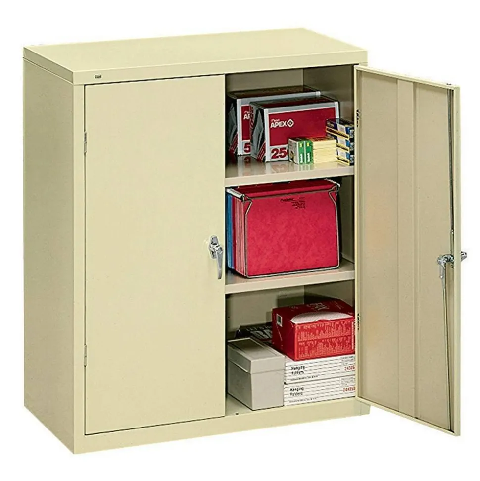 HON Brigade Storage Cabinet, 2 Adjustable Shelves, 41 3/4"H x 36"W x 18 1/4"D, Putty
