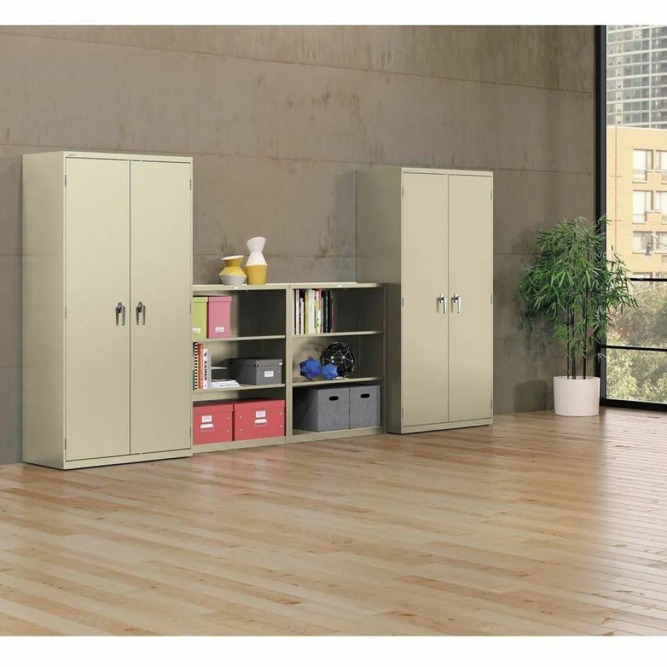 HON Brigade Storage Cabinet, 5 Adjustable Shelves, 72"H x 36"W x 24 1/4"D, Putty
