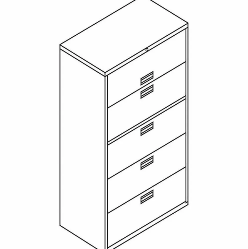 HON Brigade 600 36"W x 18"D Lateral 5-Drawer File Cabinet, Black