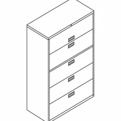 HON Brigade 600 42"W x 18"D Lateral 5-Drawer File Cabinet, Black