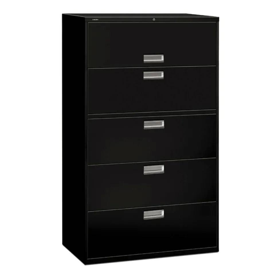 HON Brigade 600 42"W x 18"D Lateral 5-Drawer File Cabinet, Black