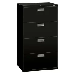 HON Brigade 600 36"W x 19-1/4"D Lateral 4-Drawer File Cabinet, Black